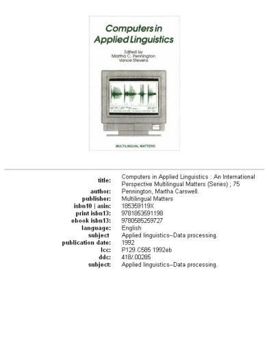 Computers in applied linguistics: an international perspective