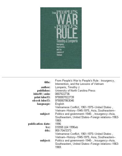 From People's War to People's Rule: Insurgency, Intervention, and the Lessons of Vietnam