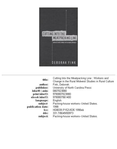 Cutting into the Meatpacking Line: Workers and Change in the Rural Midwest (Studies in Rural Culture)