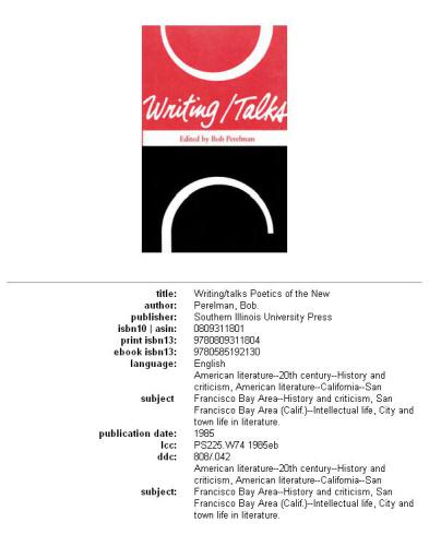 Writing Talks (Poetics of the New)