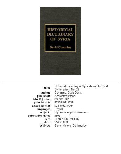 Historical Dictionary of Syria