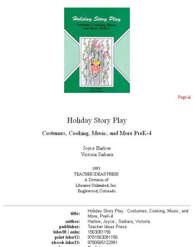 Holiday Story Play