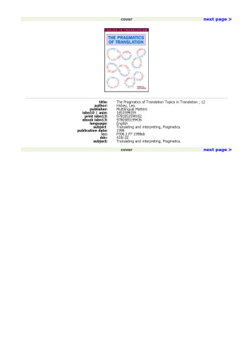 The Pragmatics of Translation (Topics in Translation, 12)