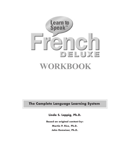 Learn To Speak French Deluxe Workbook