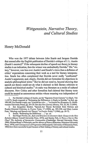 Wittgenstein, Narrative Theory and Cultural Studies