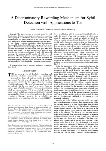 A Discriminatory Rewarding Mechanism for Sybil detection with application to TOR