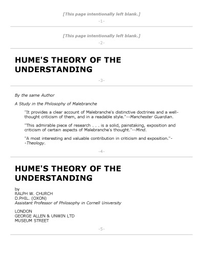 Hume's Theory of the Understanding