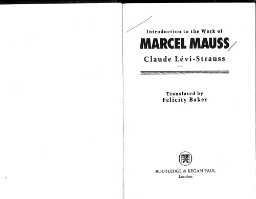 Introduction to the Work of Marcel Mauss