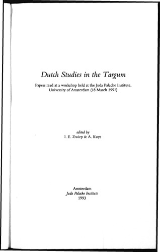 Some remarks on the analysis of the interpretative character of Targum Jonathan to the Prophets, with particular attention to Targum Isaiah XXIII  (Dutch Studies in the Targum)