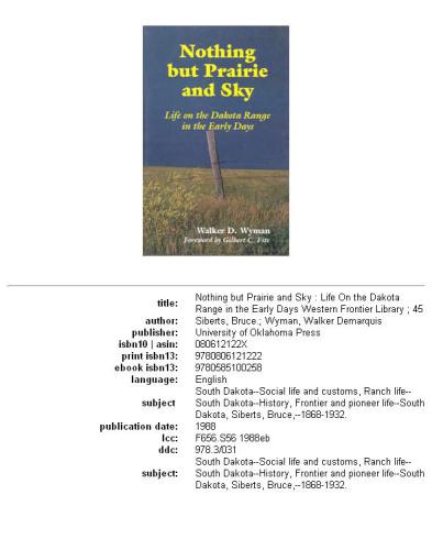 Nothing but Prairie and Sky: Life on the Dakota Range in the Early Days (Western Frontier Library)