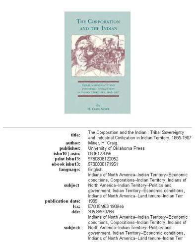 The Corporation and the Indian: Tribal Sovereignty and Industrial Civilization in Indian Territory, 1865-1907