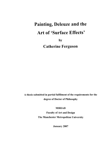 Painting, Deleuze and the Art of 'Surface Effects'