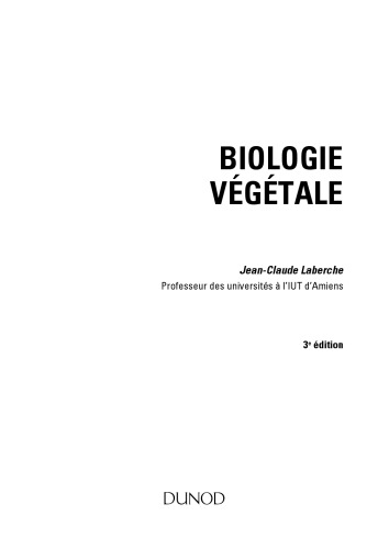 Biologie végétale 3e édition