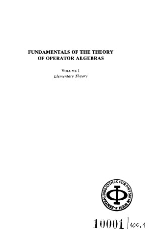 Fundamentals of the theory of operator algebras. Elementary theory