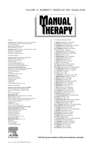 Manual Therapy Journal - Volume 14, Issue 5, Pages 461-584 (October 2009)