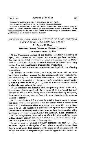 Inferences from the Hypothesis of Dual Electric Conduction; the Thomson Effect (1920)(en)(16s)