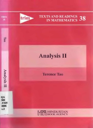 Analysis II (Texts and Readings in Mathematics, No. 38) (Volume 2)