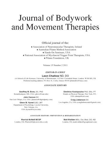 Journal of Bodywork and Movement Therapies, Volume 15, issue 2 (2011)