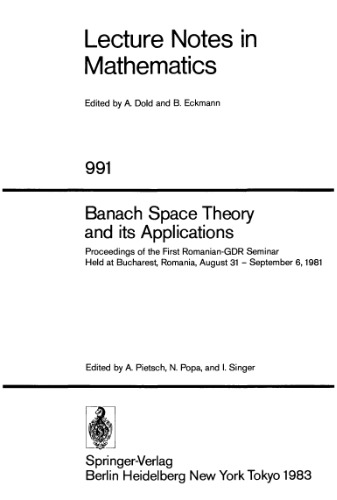 Banach space theory and its applications