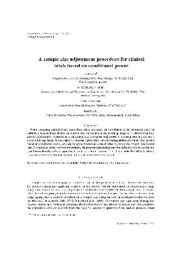 [Article] A sample size adjustment procedure for clinical trials based on conditional power