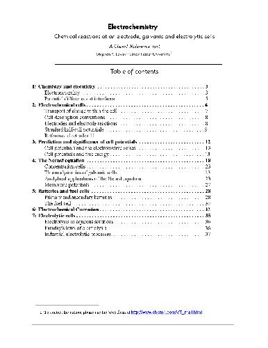 Electrochemistry. Chemical reactions at an electrode, galvanic and electrolytic cells(en)(40s)