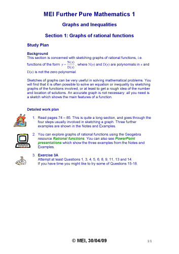 MEI FP1 Study Resources Graphs And Inequalities 1-2  