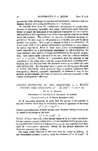 Groups Generated by Two Operators, s1, s2, Which Satisfy the Conditions s1m = s2n, (s1s2)k = I, s1s2