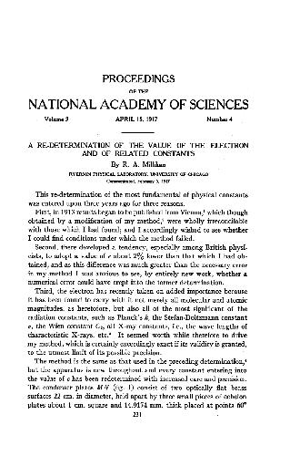 A Re-determination of the Value of the Electron and of Related Constants (1917)(en)(6s)