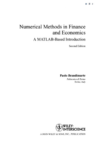 Numerical Methods in Finance and Economics A MATLAB based Introduction 