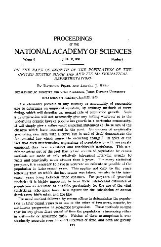 On the Rate of Growth of the Population of the United States since 1790 and Its Mathematical Representation