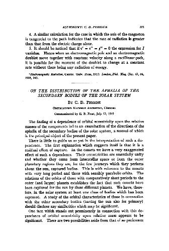 On the Distribution of the Aphelia of the Secondary Bodies of the Solar System (1919)(en)(7s)