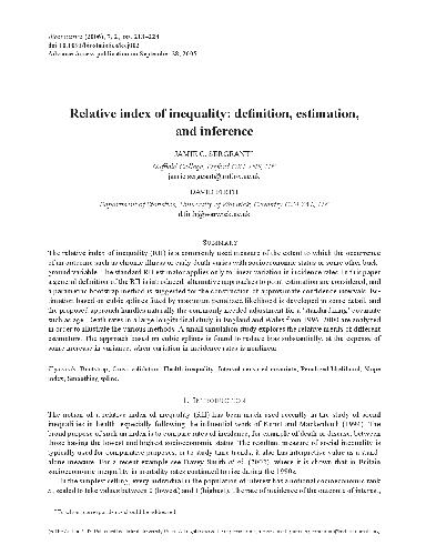 Relative index of inequality definition, estimation, and inference (2006)(en)(12s)