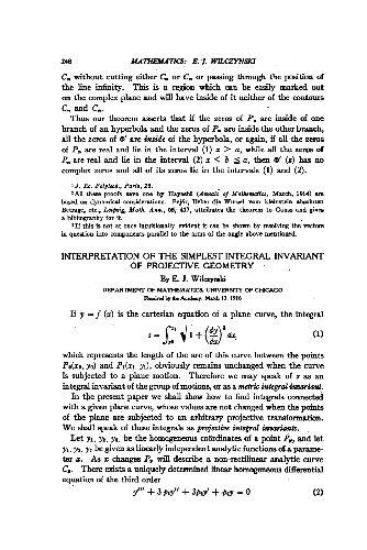 Interpretation of the Simplest Integral Invariant of Projective Geometry (1916)(en)(5s)