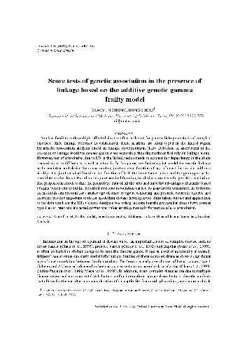 [Article] Score tests of genetic association in the presence of linkage based on the additive genetic gamma frailty model