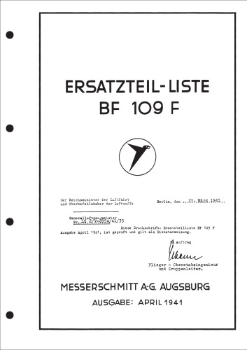 Ersatzteil-Liste Bf-109F