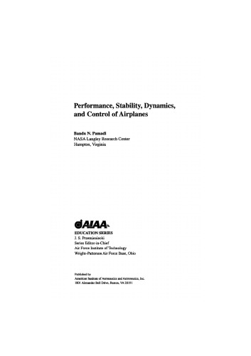 Performance, Stability, Dynamics, and Control of Airplanes