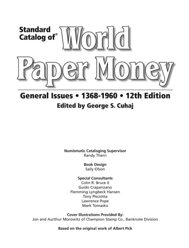 Standard Catalog of World Paper Money, General Issues 1368-1960