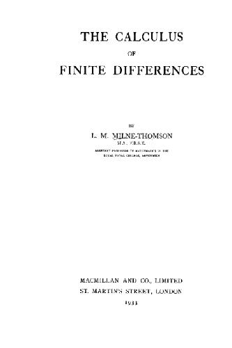 Calculus of finite differences