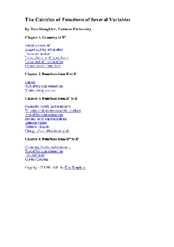 The calculus of functions of several variables