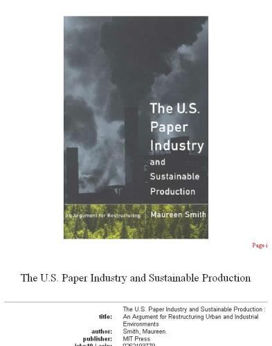 The U.S. paper industry and sustainable production: an argument for restructuring  