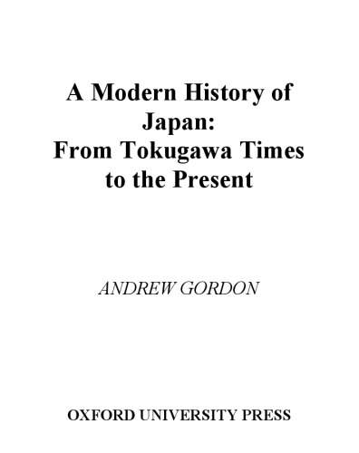 A Modern History of Japan: From Tokugawa Times to the Present  