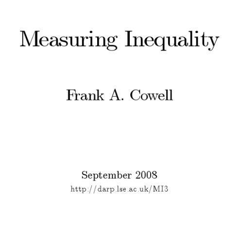 Measuring Inequality (Lse Handbooks in Economics Series)  