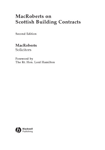 MacRoberts on Scottish Building Contracts  