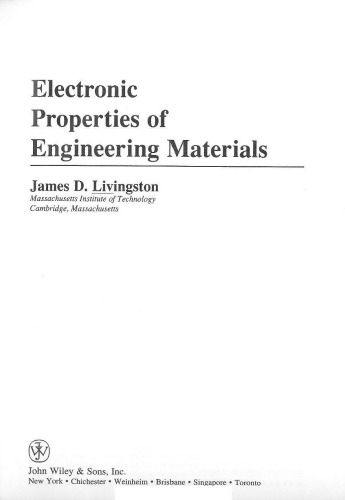 Electronic Properties of Engineering Materials (Mit Series in Materials Science and Engineering)  