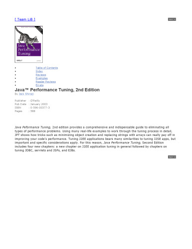 Java Performance Tuning (2nd Edition)