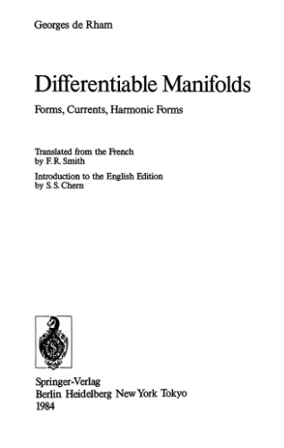 Differentiable manifolds. Forms, currents, harmonic forms