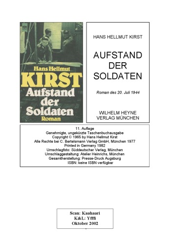 Aufstand der Soldaten. Roman des 20. Juli 1944  