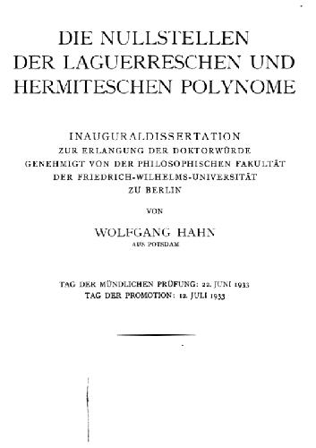 Die Nullstellen der Hermiteschen Polynome