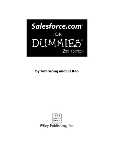 Salesforce.com For Dummies (For Dummies (Lifestyles Paperback))  