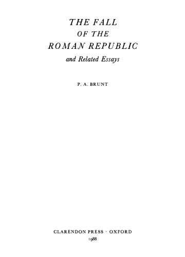 The Fall of the Roman Republic and Related Essays  